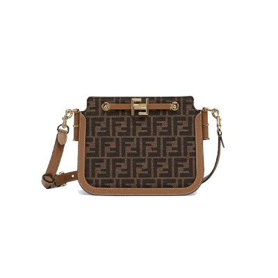 FENDI TOUCH FABRIC BROWN 8BT349AGY6F1FSM (26.5*19*10cm)